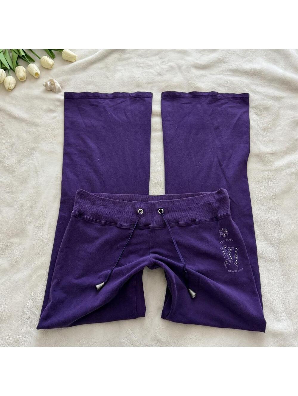 Y2K 2000s Seven7 low rise Purple Cotton wide leg Sweatpants